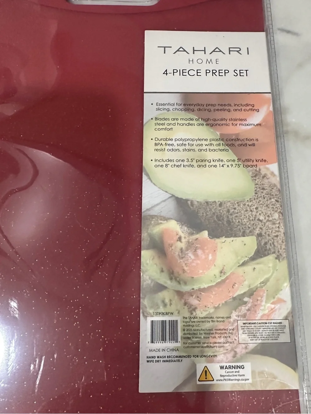 Tahari Home 4-Piece Samon Prep Set with Knives & Cutting Board